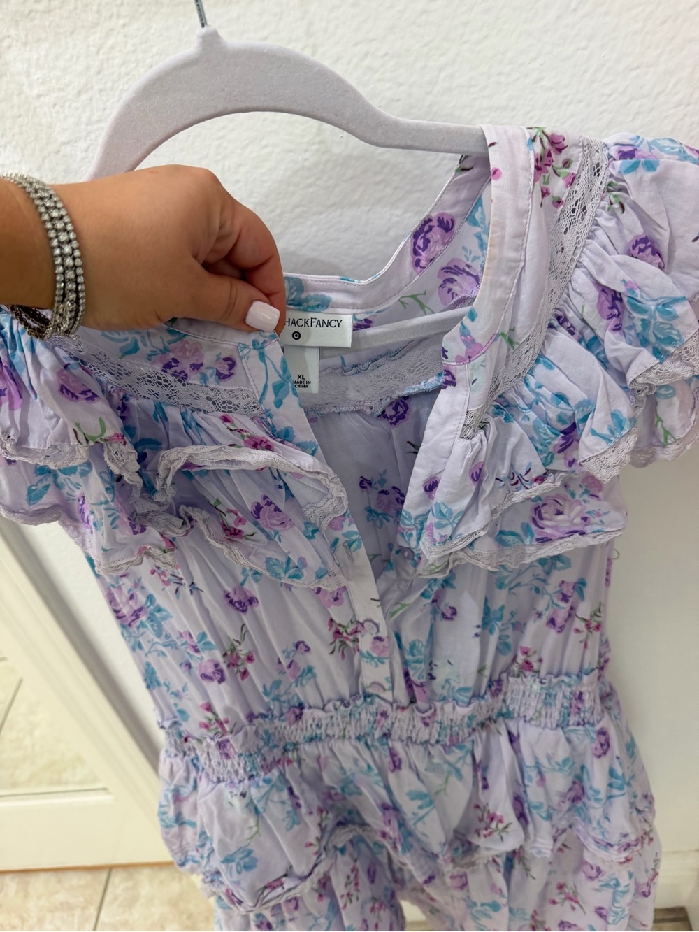 LoveShack Fancy x Target Purple Floral Tiered Mini Dress - Picture 7 of 9